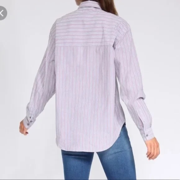 CLOSED Aloise 100% Cotton Button Up Shirt in Lilac Haze Stripe Size XS - Picture 2 of 7